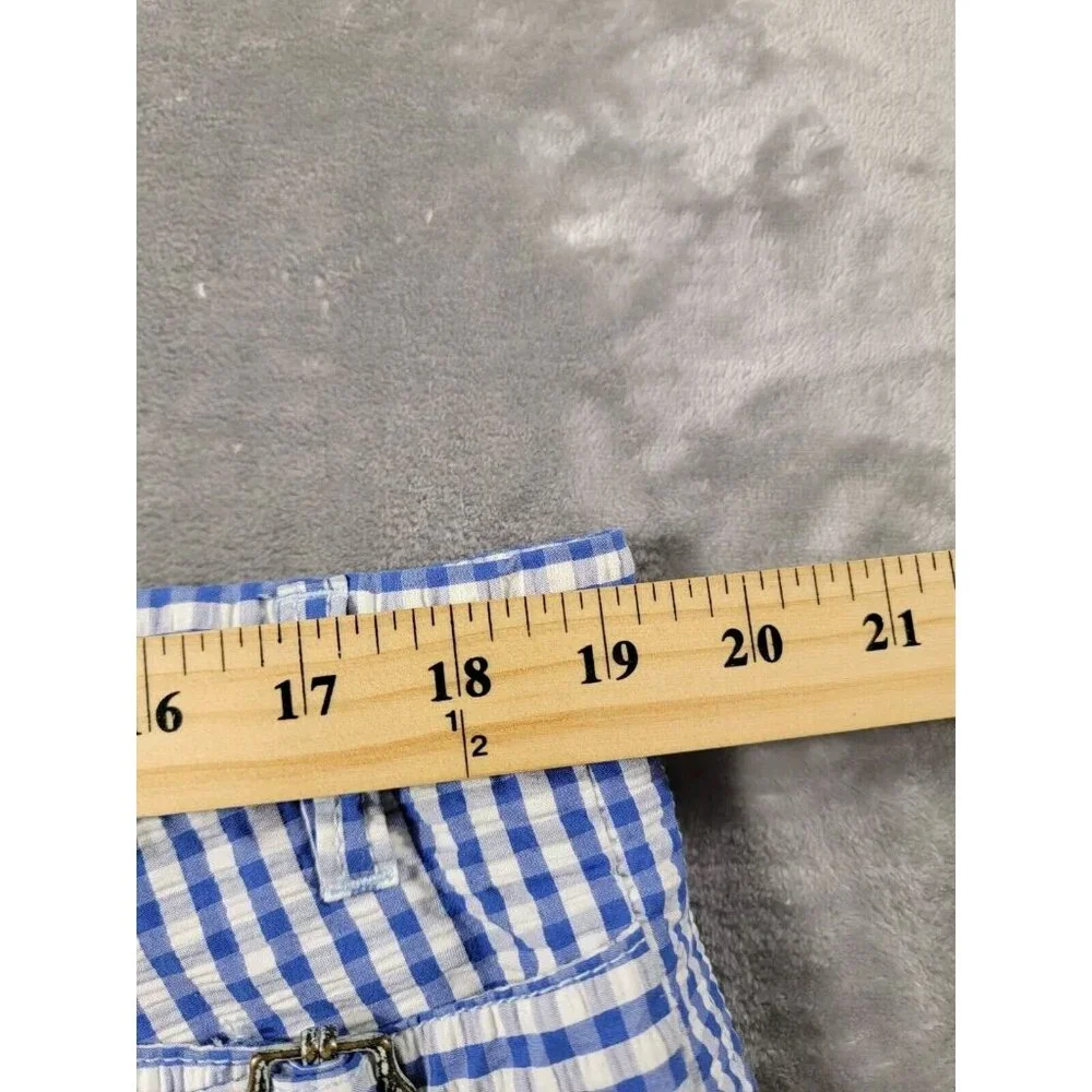 Robert Graham Shorts 38x8 Classic Fit‎ Blue Gingham Seersucker Flat Front Casual